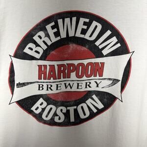 Vintage Y2K Harpoon Brewery Boston MA Beer T Shirt XL White 2000’s Drink College